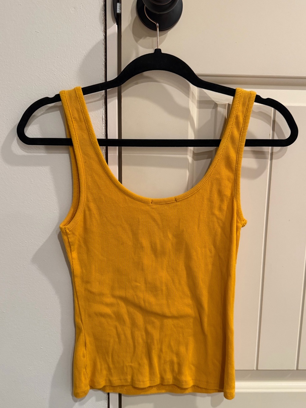 Ambiance Mustard Yellow Ribbed Henley Tank Top - Picture 3 of 3